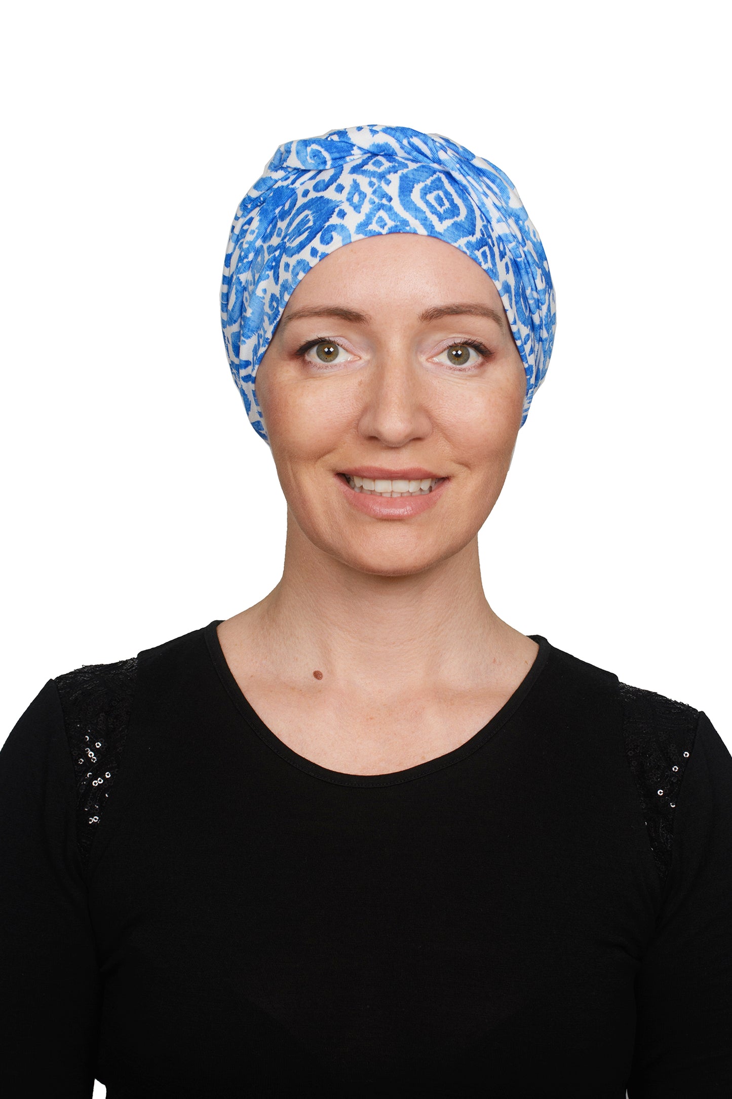 Aquanova Cancer Wrap n Twist Hat - Blue - Kaus Hats1