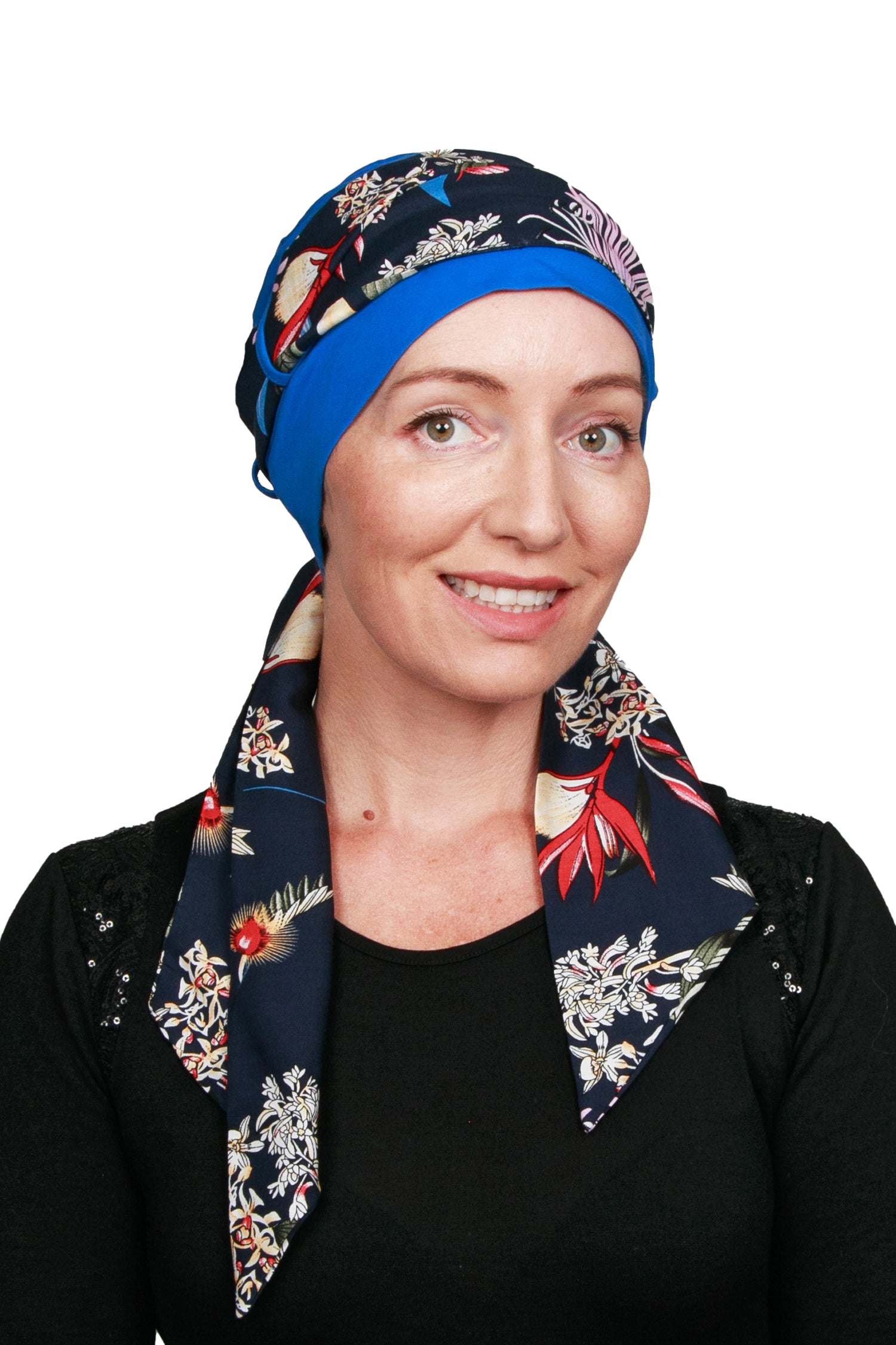 Botanist Cancer Scarf Hat - Blue - Kaus Hats