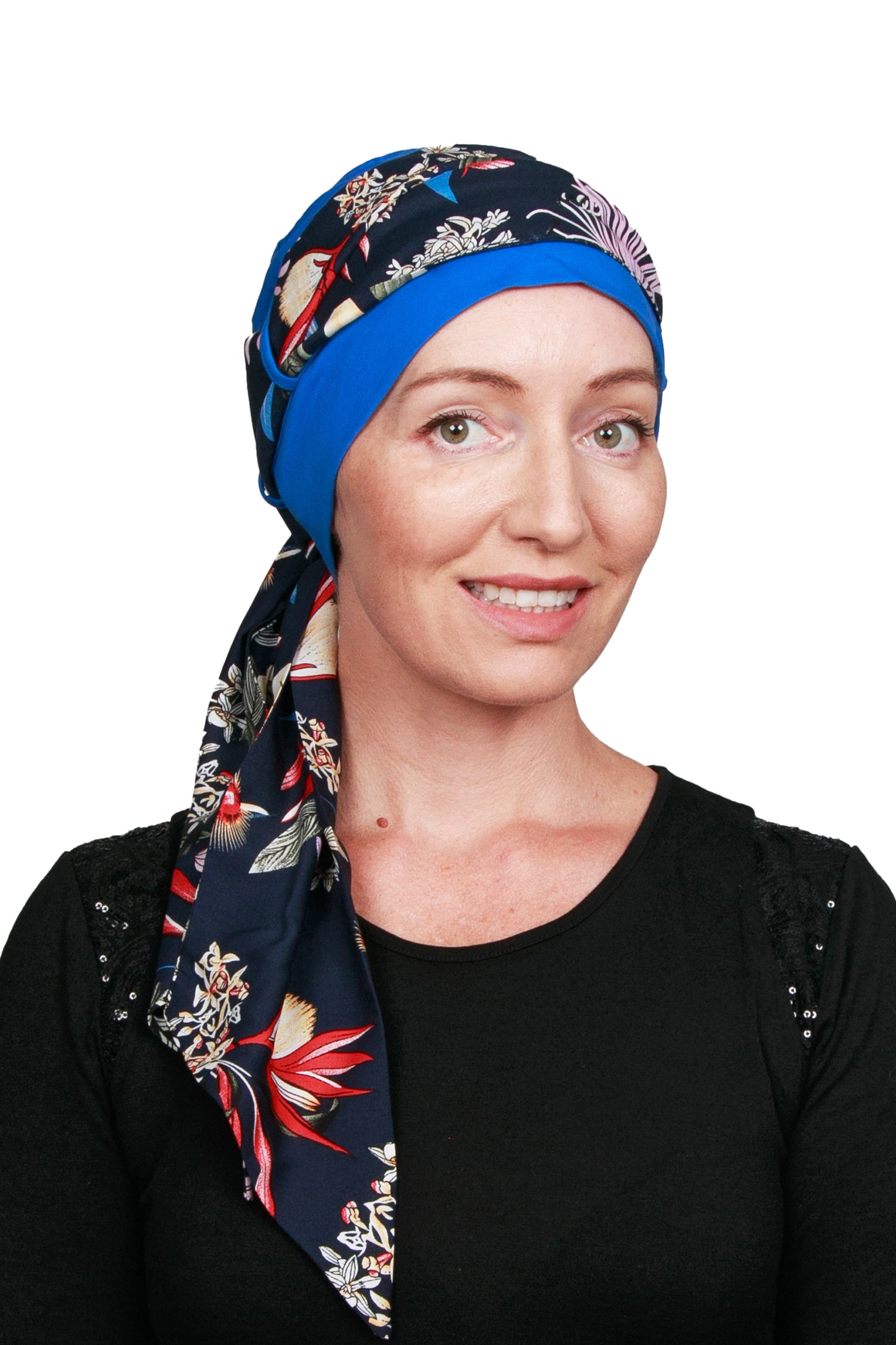 Botanist Cancer Scarf Hat - Blue - Kaus Hats1