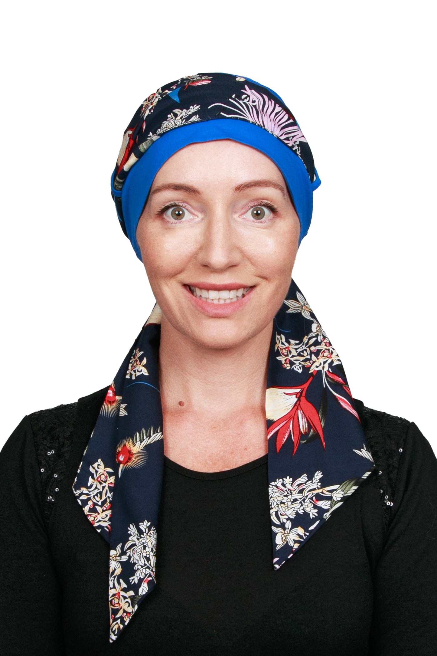 Botanist Cancer Scarf Hat - Blue - Kaus Hats2