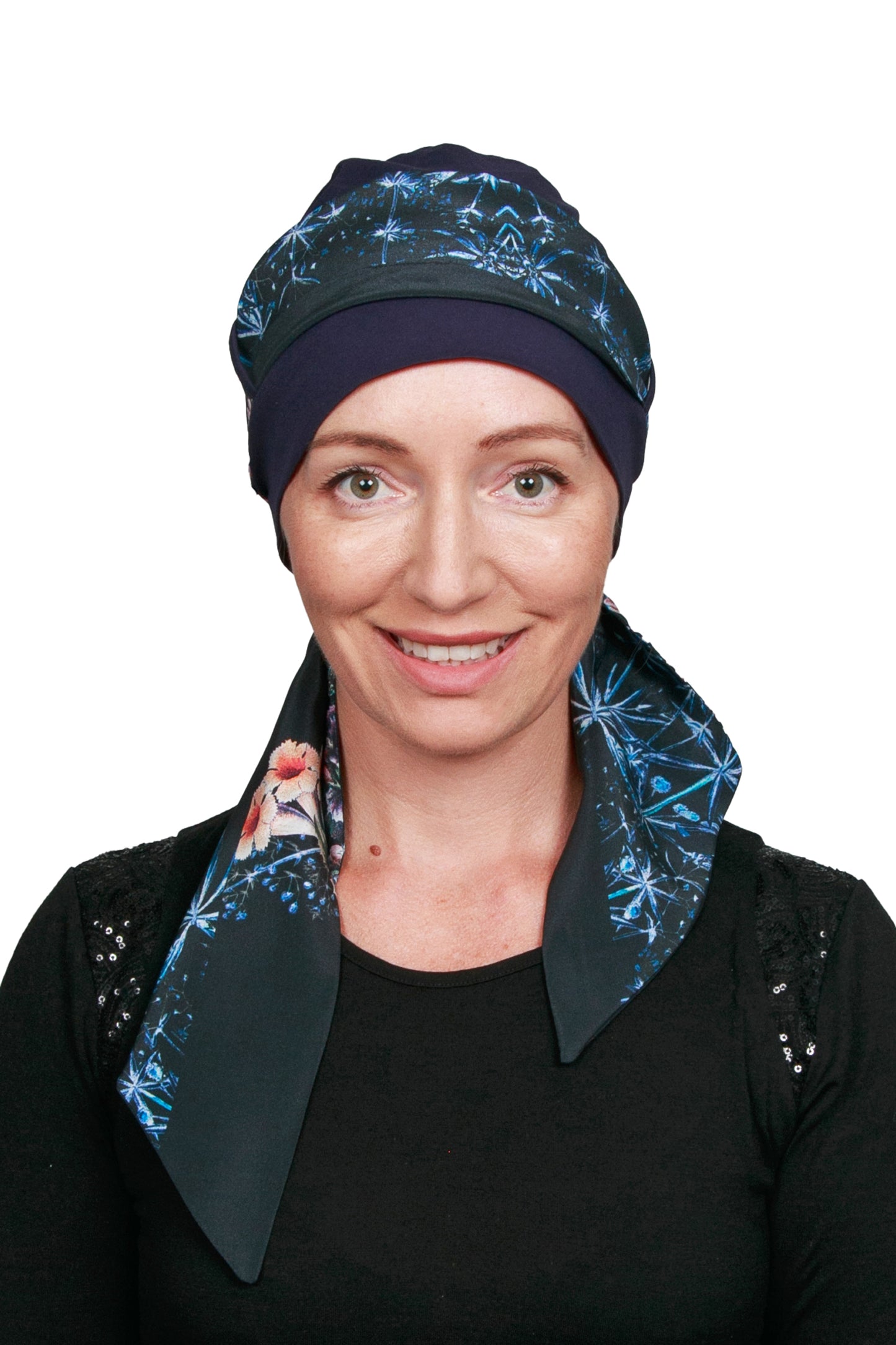 Dragonflower Cancer Scarf Hat - Ink - Kaus Hats