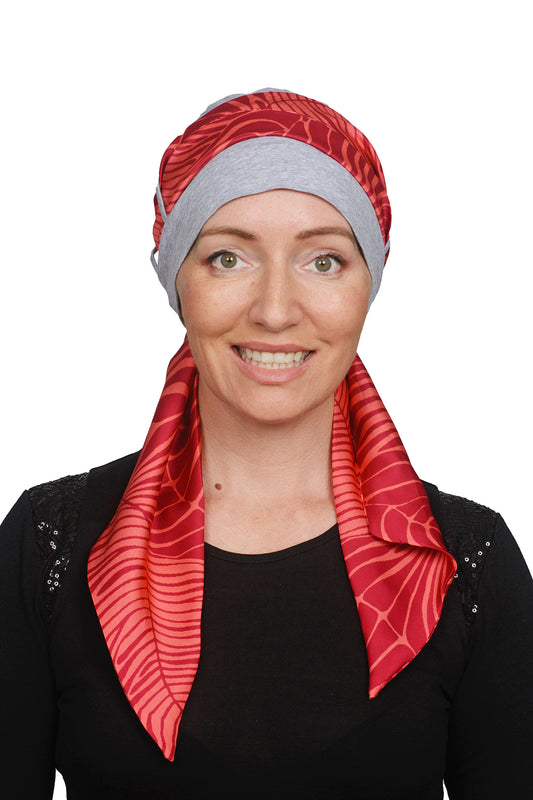 Garnet Cancer Scarf Hat - Red - Kaus Hats