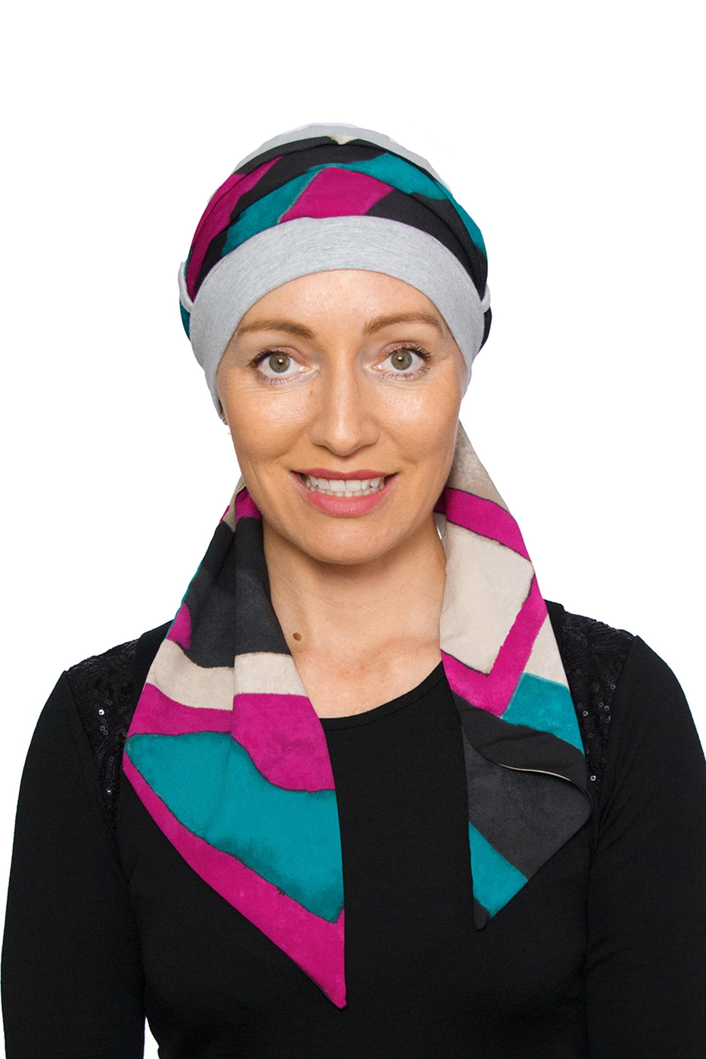 Gem Cancer Scarf Hat - Silver - Kaus Hats