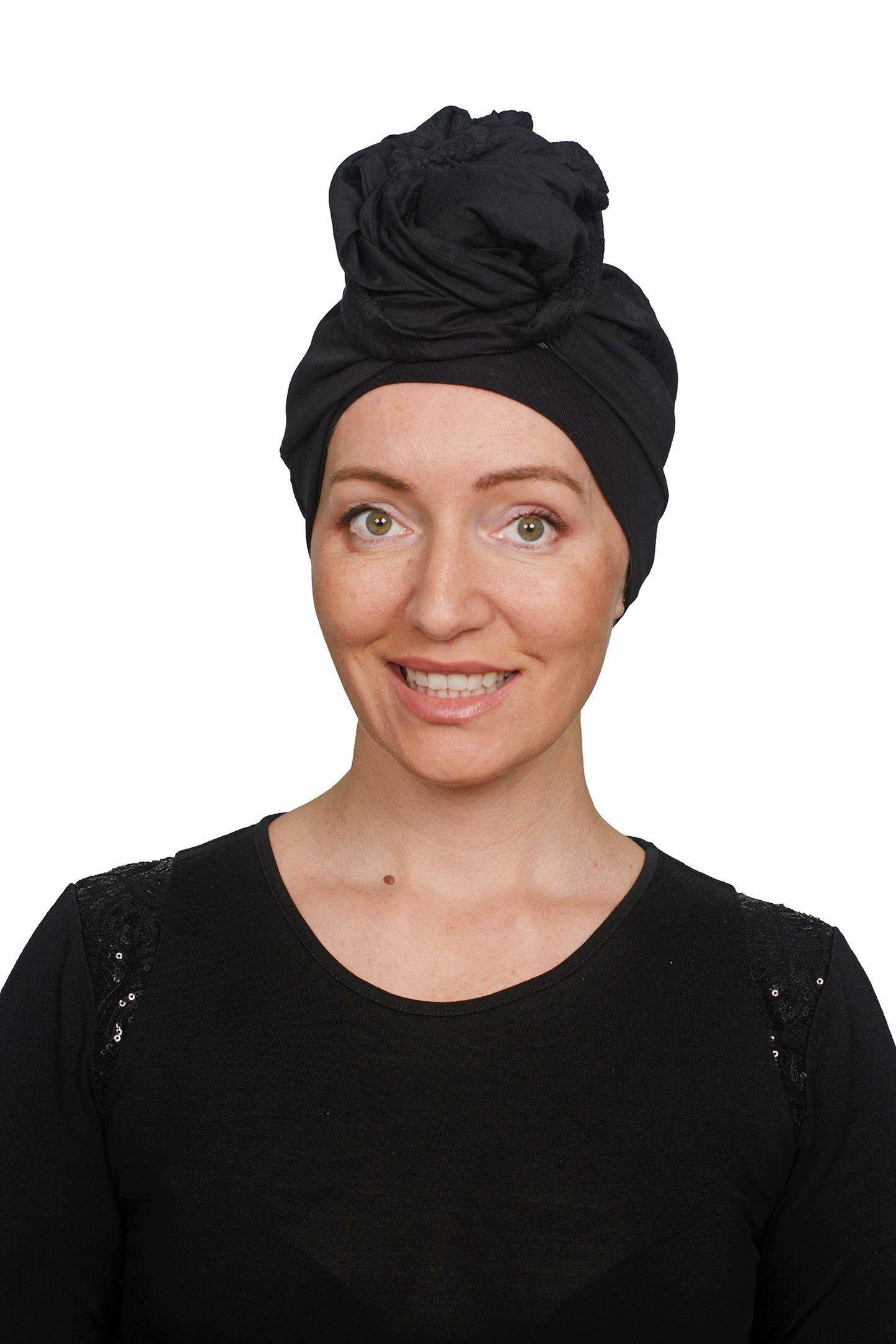 Glam Cancer Scarf and Scrunchie - Black - Kaus Hats1