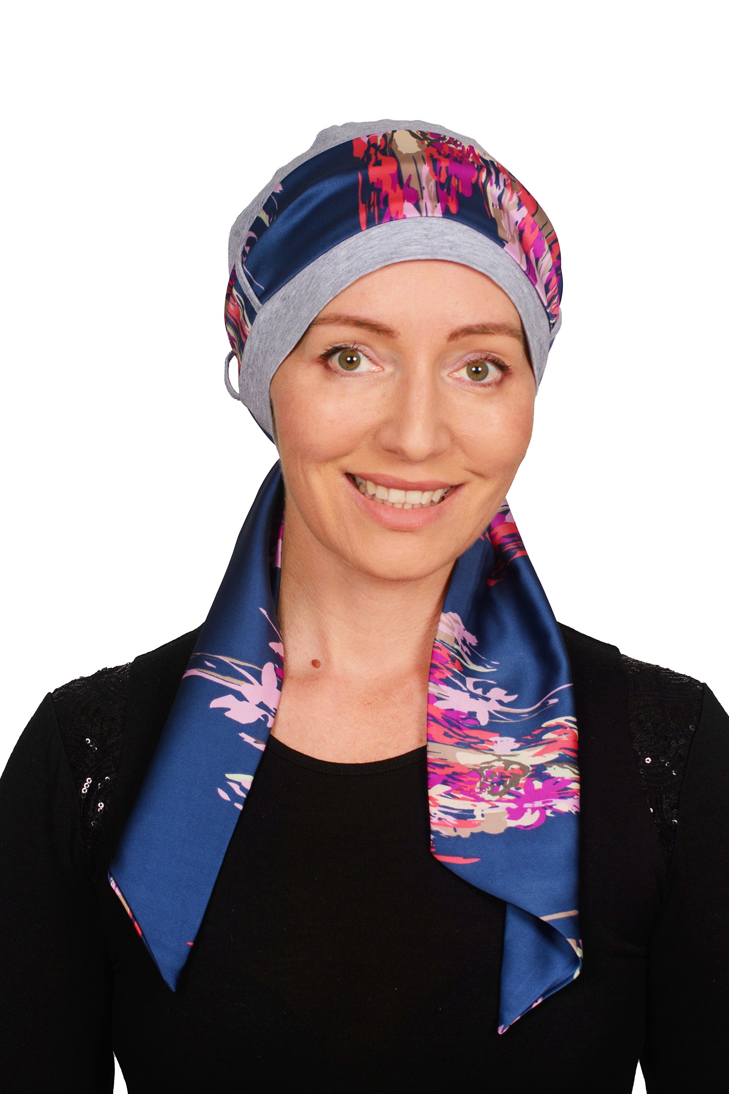 Isla Cancer Scarf Hat - Silver Blue - Kaus Hats