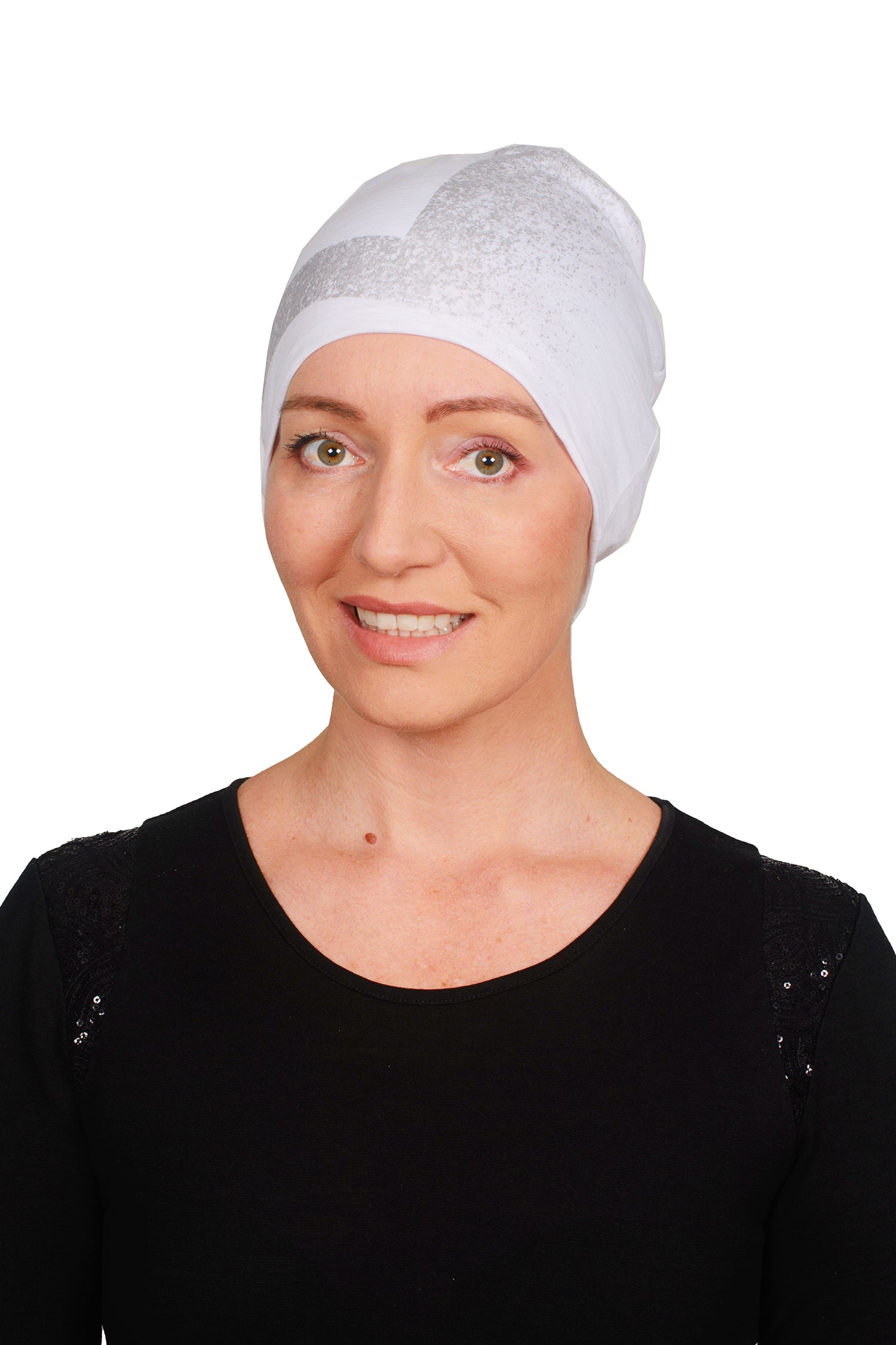 Metallic Cancer Nightcap - White Silver - Kaus Hats1