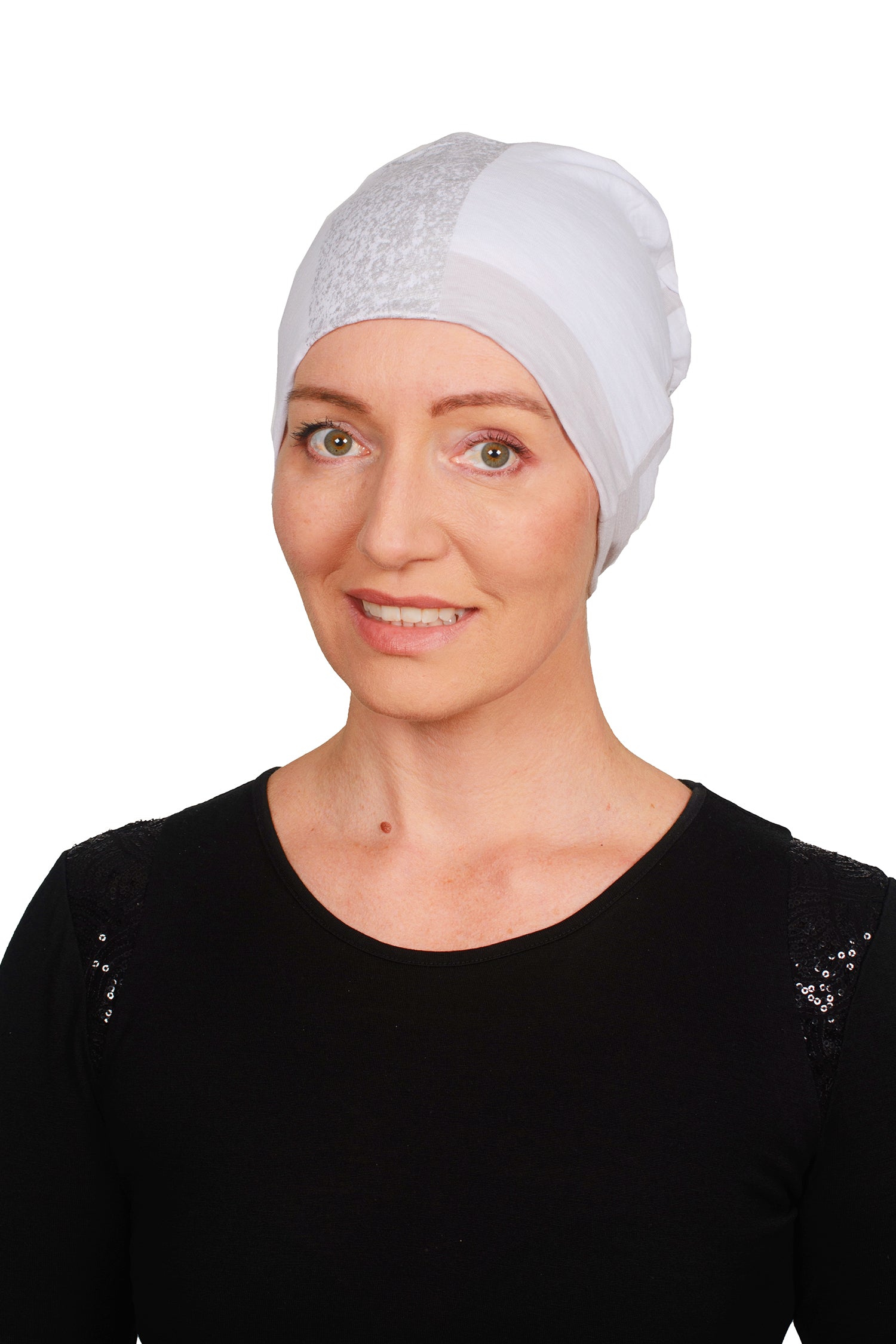 Metallic Cancer Nightcap - Silver White - Kaus Hats1