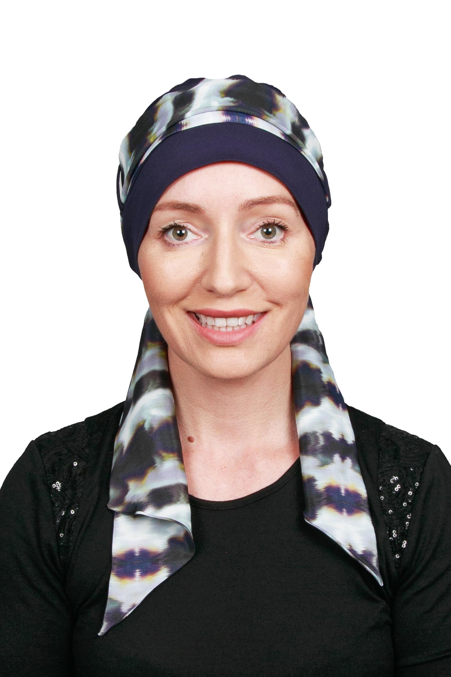 Mirror Cancer Scarf Hat - Print blue 2 - Kaus Hats