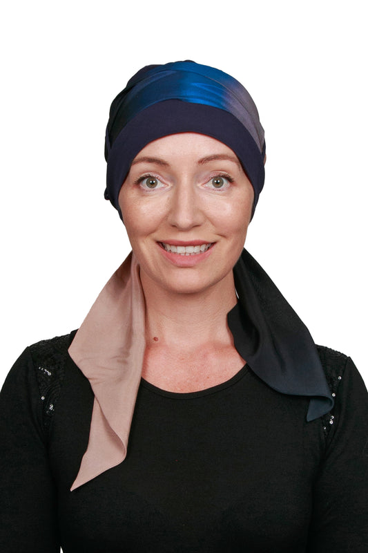 Ombre Cancer Scarf Hat - Ombre Ink - Kaus Hats