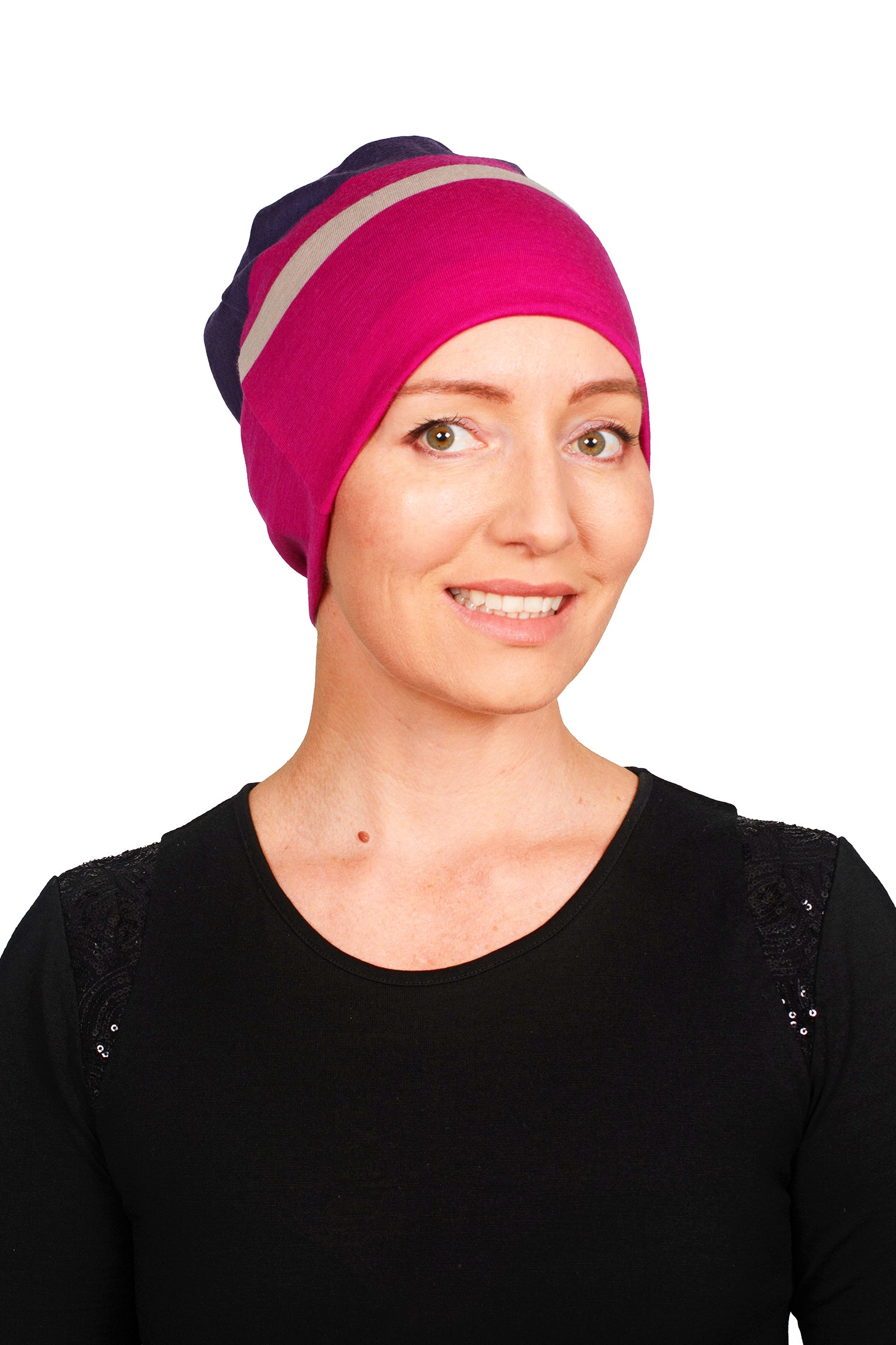 Pinkney Merino Cancer Nightcap - Pink - Kaus Hats1