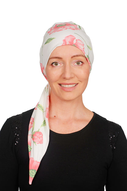 Powder Pink Cancer Wrap n Twist Hat - Pink - Kaus Hats1