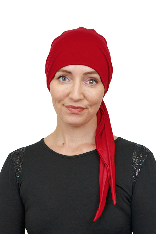 Ruby Cancer Scarf Hat - Ruby Red - Kaus Hats