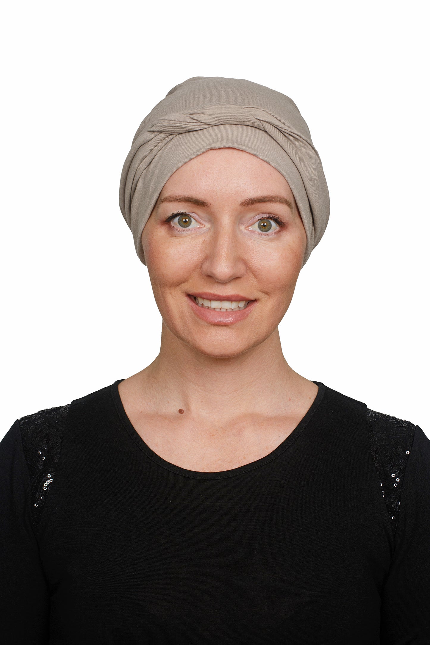 Sand Cancer Wrap n Twist Hat - Sand - Kaus Hats1