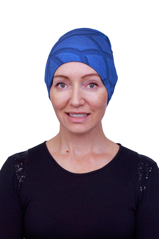 Sapphire Merino Cancer Nightcap - Blue - Kaus Hats