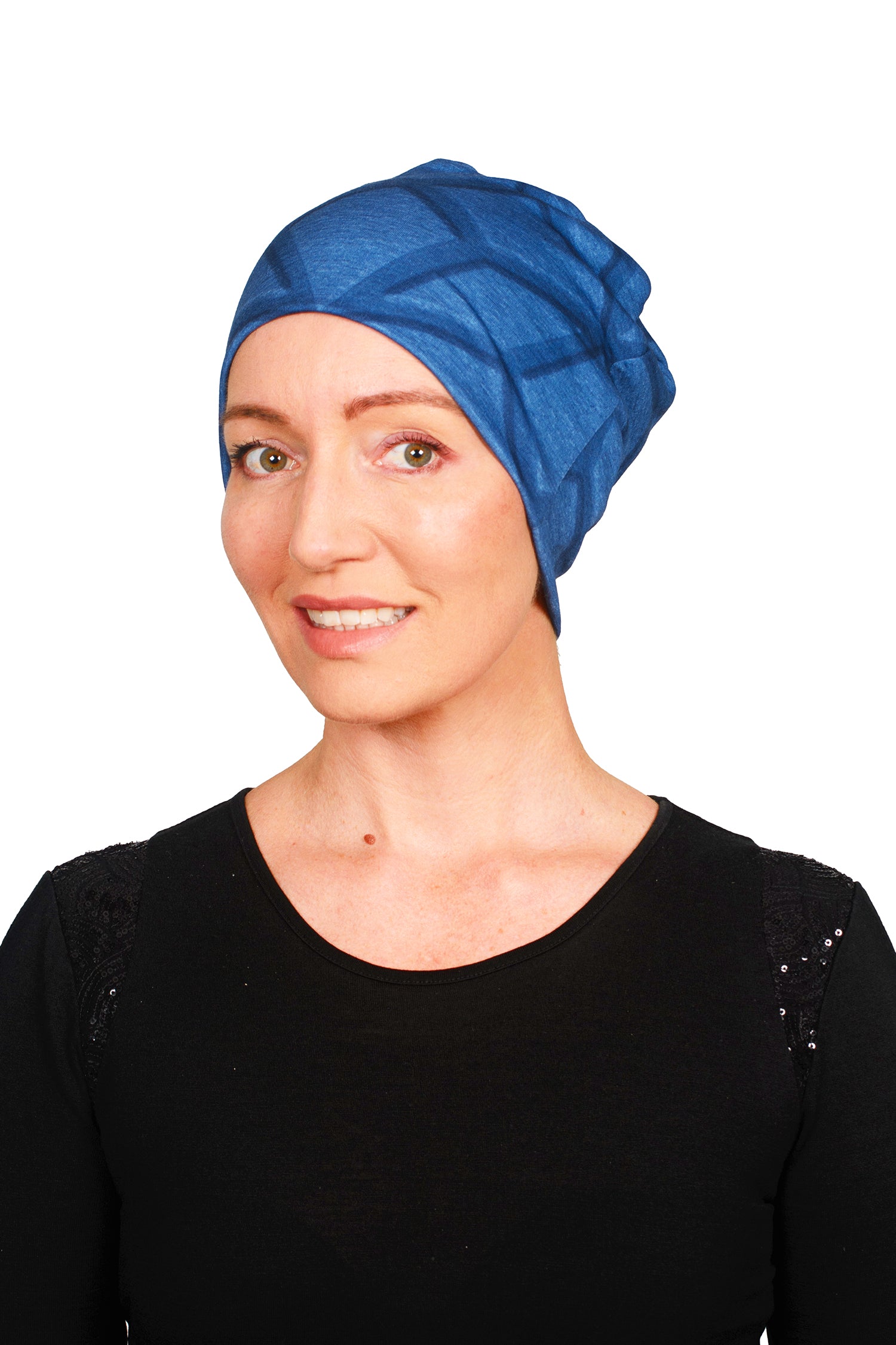 Sapphire Merino Cancer Nightcap - Blue - Kaus Hats 1