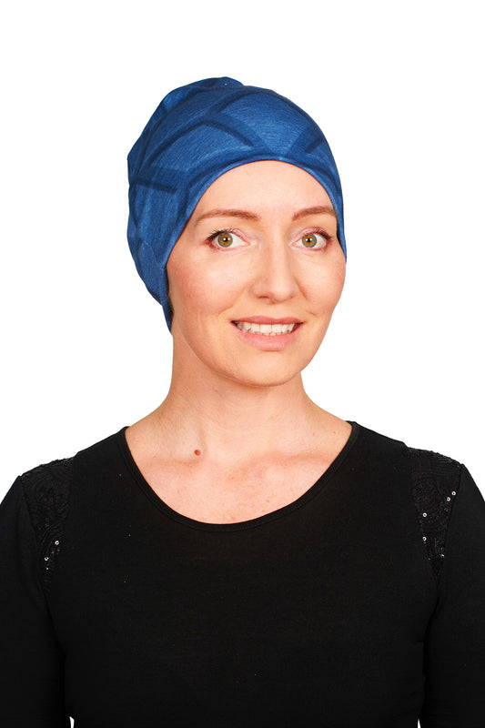 Sapphire Merino Cancer Nightcap - Blue - Kaus Hats