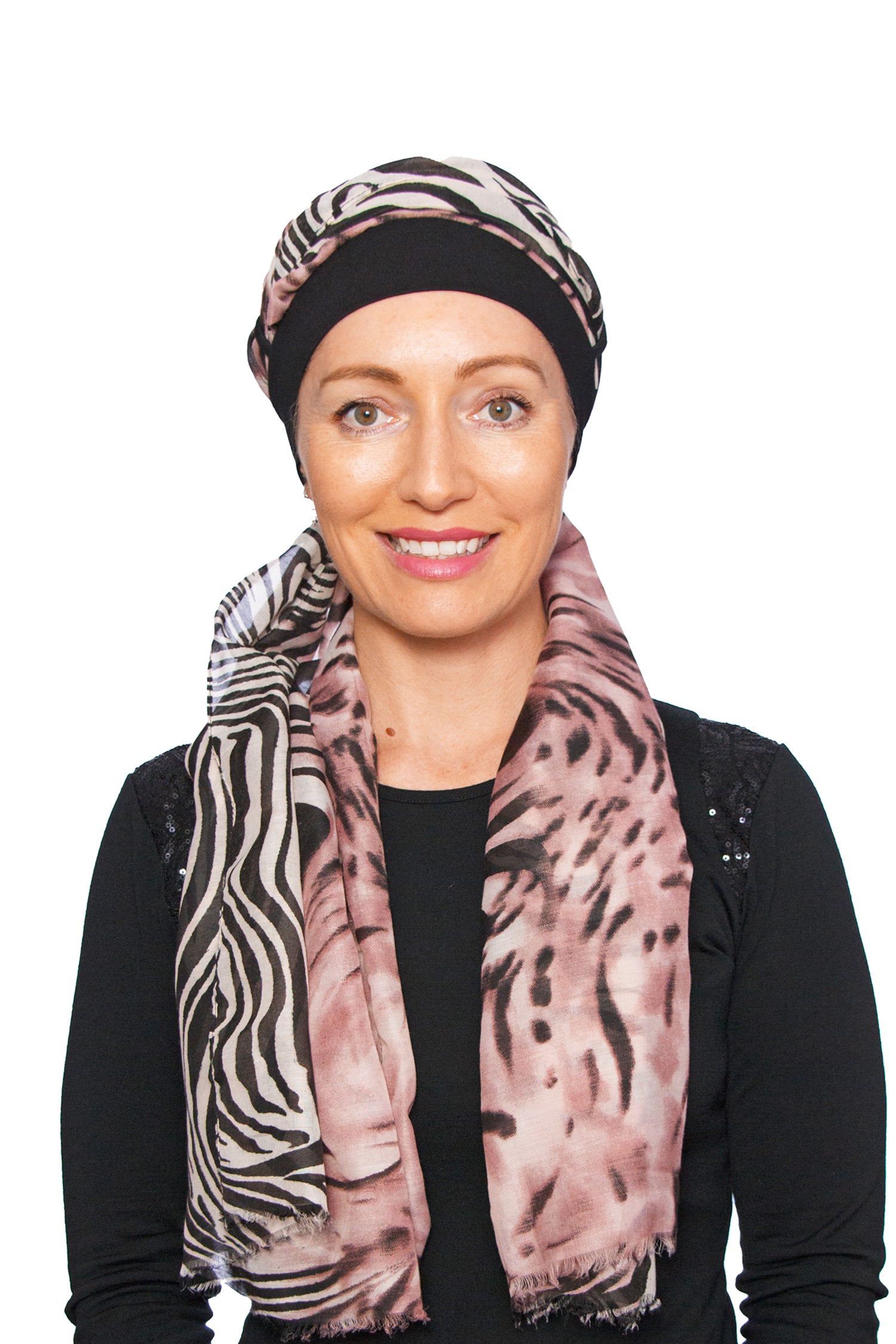 Serenity Cancer Scarf n Cap Hat - Black - Kaus Hats1