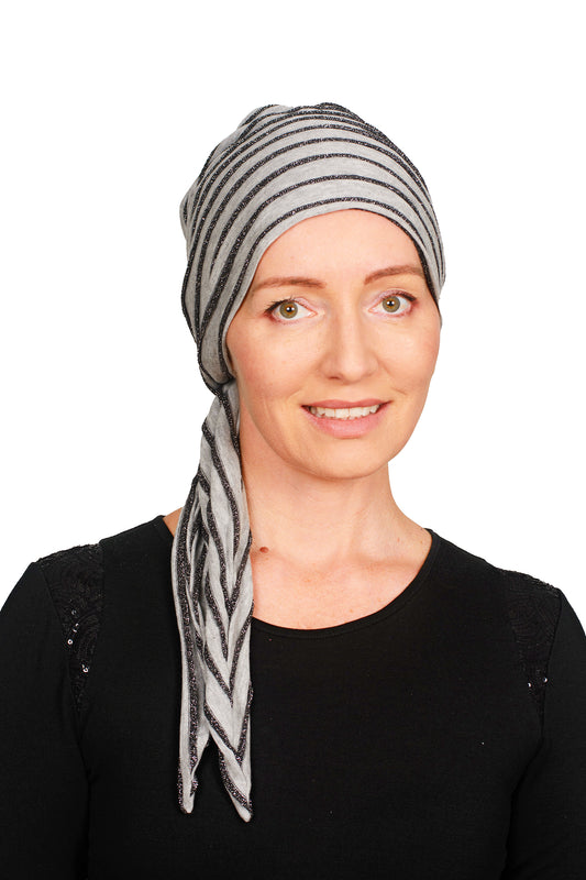 Silver Cancer Wrap Hat - Silver - Kaus Hats