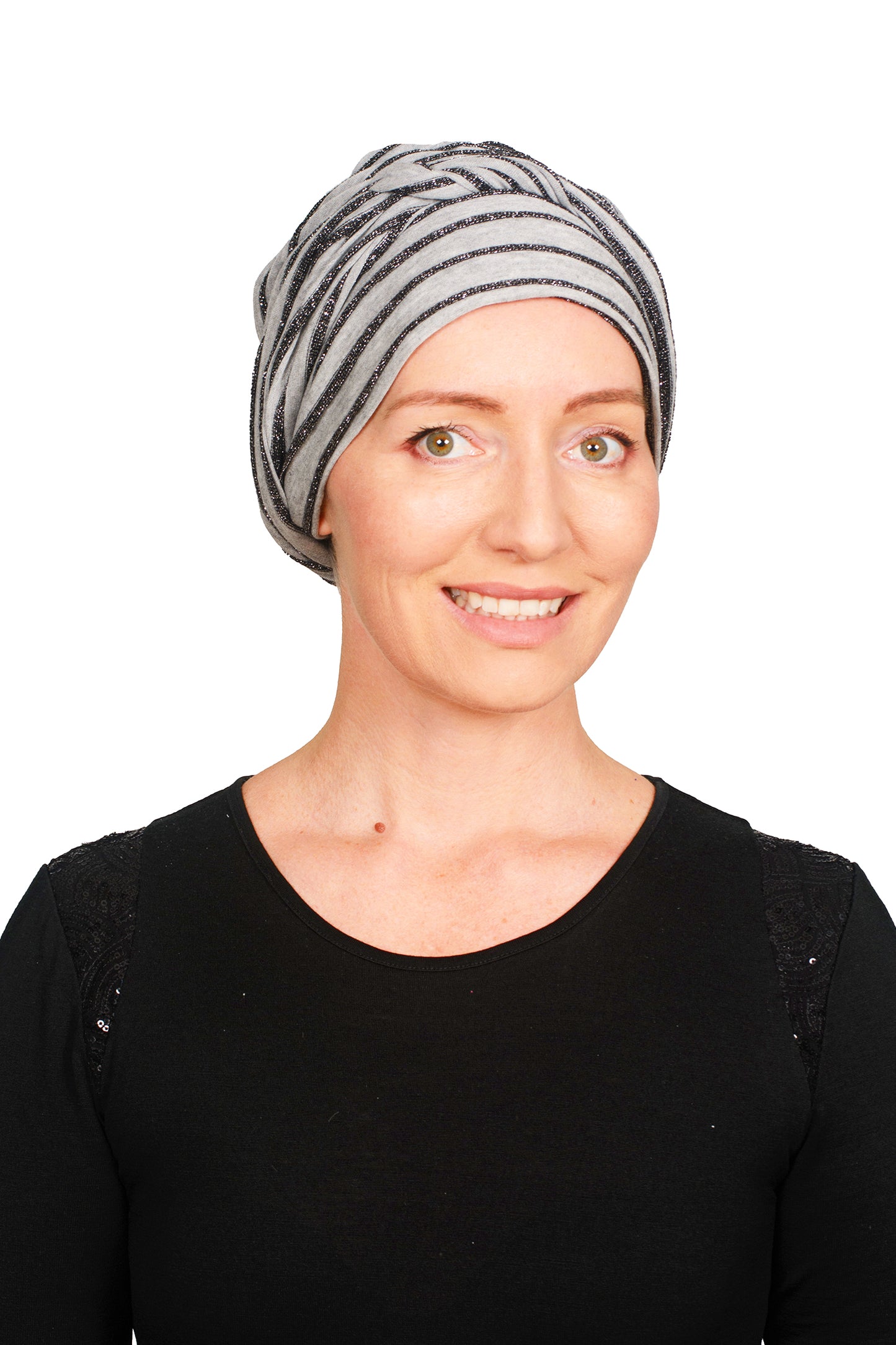 Silver Cancer Wrap Hat - Silver - Kaus Hats 1