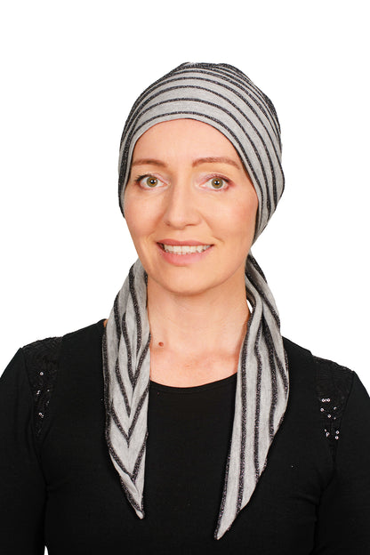 Silver Cancer Wrap Hat - Silver - Kaus Hats 2