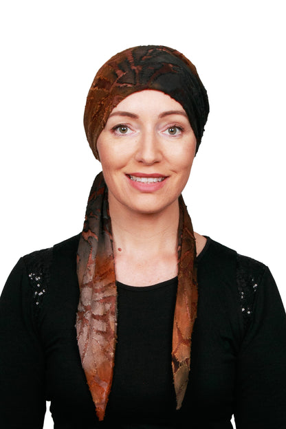 Truffle Wrap n Twist Cancer Hat - Brown - Kaus Hats